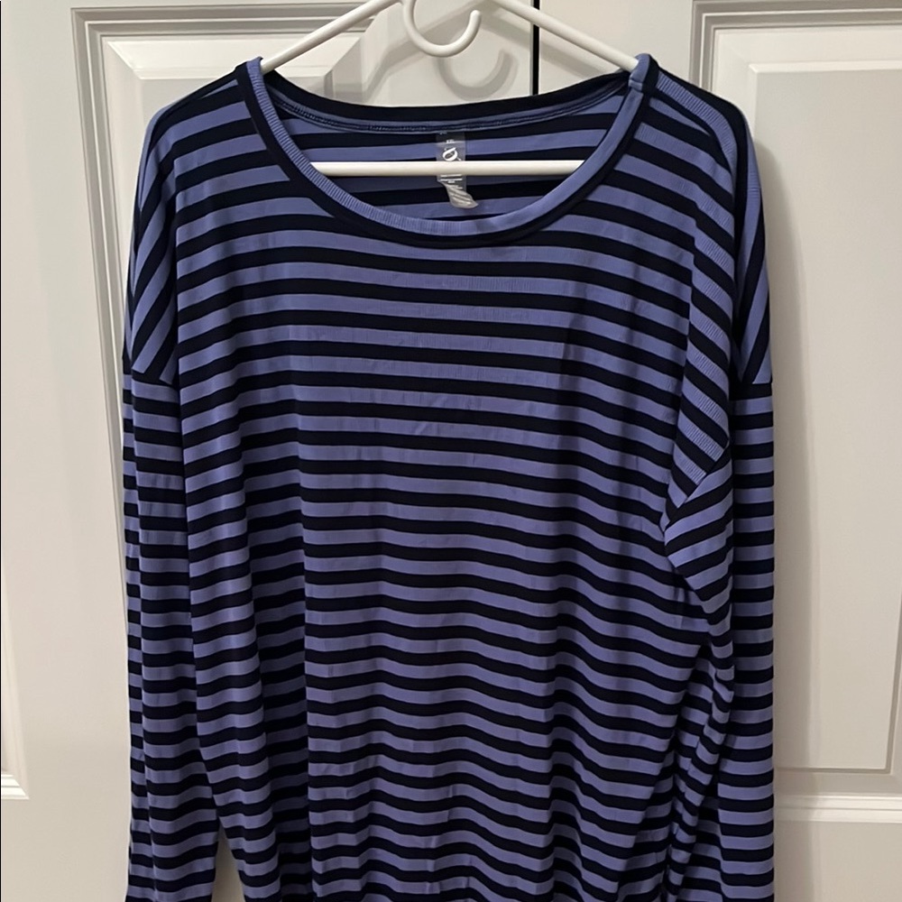 Purple and Black Striped Long Sleeve Top